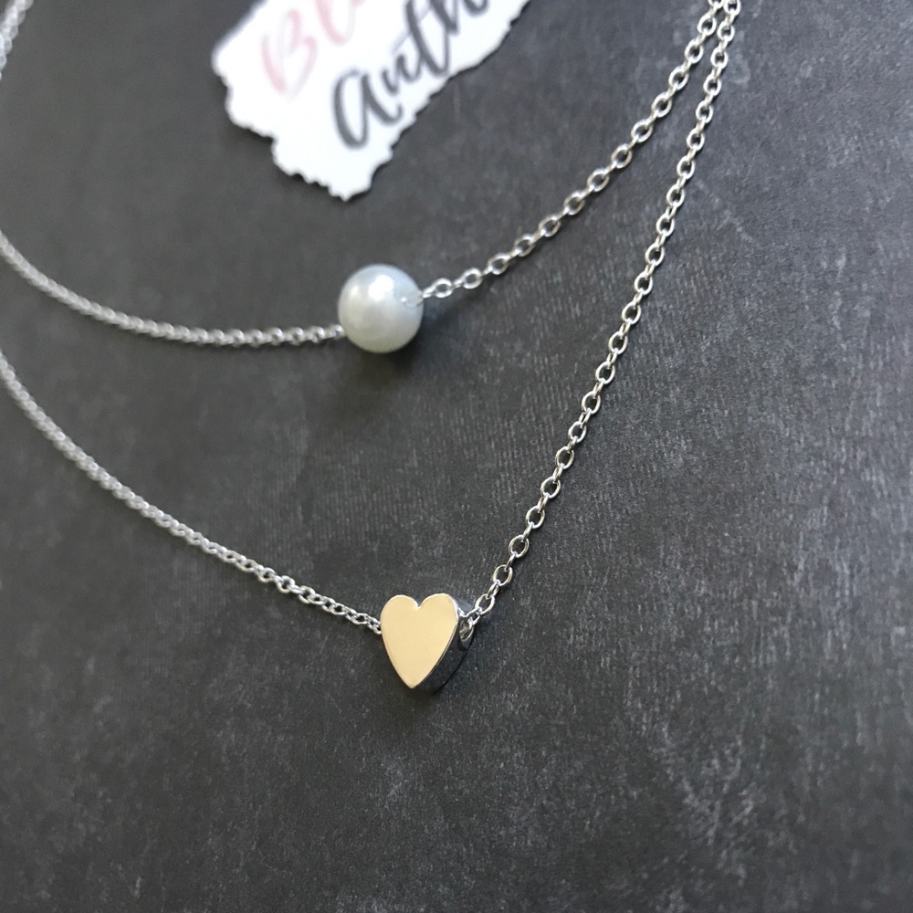 3/$25⚡️heart & faux pearl multilayer necklace - Picture 6 of 8